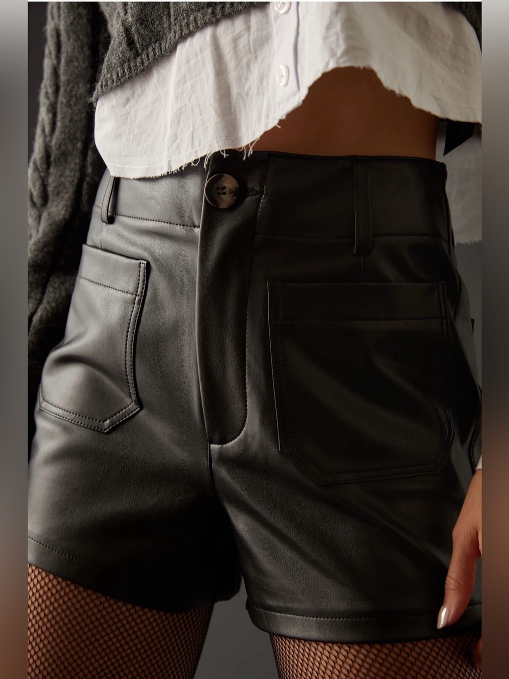 Maeve Colette Faux-Leather High-Rise Shorts